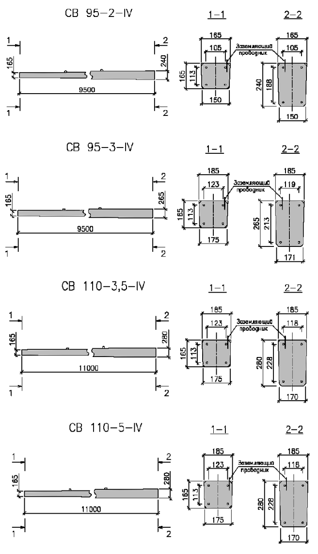 Чертежи и размеры световых опор СВ